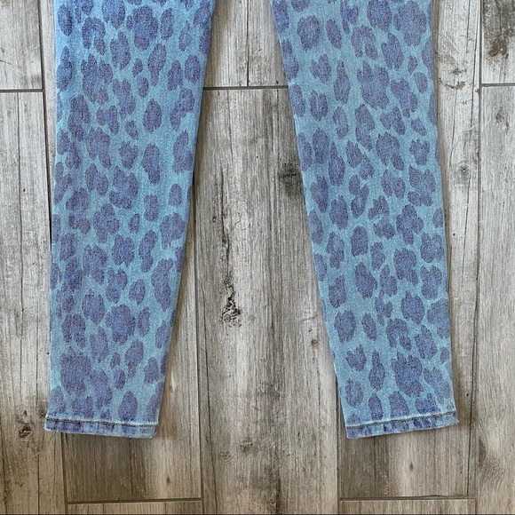 BLANK NYC The Bond Mid-Rise Skinny Ankle Leopard Animal Print Jeans Blue NWT 25 - Picture 5 of 14